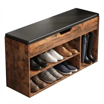 Image de Grand Meuble À Chaussures Avec Espace De Rangement 2 Étagères En Bois Rétro