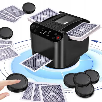 Produktbild von Kartenmischmaschine Elektrische 2-in-1-Kartenmischer und -Dealer mit LCD-Bildschirm, unterstützt 12 Spieler, 4 Fernbedienungen, für Poker-Spielabende