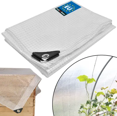 Produktbild von KOTARBAU® Plane mit Ösen 120 g/m2 Transparent 3x4 m Abdeckplane Gewächshaus Folie Wasserdicht Durchsichtig Universal Gitterfolie