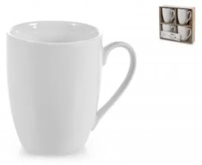 Produktbild von HOMe Set, 4 Tassen aus weißem Porzellan, Fassungsvermögen 350 ml