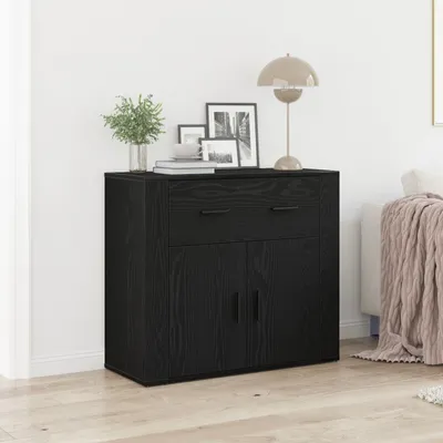 Produktbild von Möbel Sideboard Schwarz Eiche 80x33x70 cm Holzwerkstoff - Kommoden 862801