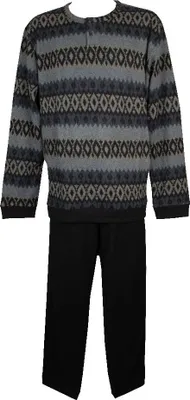 Produktbild von Herren-Winterpyjama RAGNO mit Mailänder Naht, weich und warm, Seraph-Kragen, Hemd und Hose mit Bündchen, Artikel U872N1, Taglia 46, Cotone 50%,Poliestere 50%