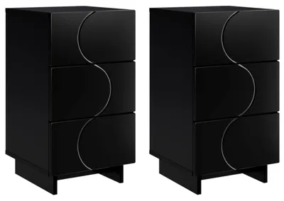 Immagine prodotto di Due comodini, colore nero, dimensioni 33,5 x 34,5 x 60 cm, materiale: truciolato