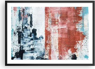 Produktbild von Gerahmtes Poster - Schwarzer Rahmen - Abstraktion Marine Rot - 70x50 cm - Wand Bild - Wanddeko - Wandbilder - Kunstposter - Wandposter - Bilderrahmen - Bilder - Kunstdruck - P2BAA70x50-4883