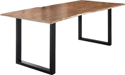 Produktbild von Esstisch Baumkante massiv Akazie natur 240 x 100 schwarz U-Gestell LUBIN