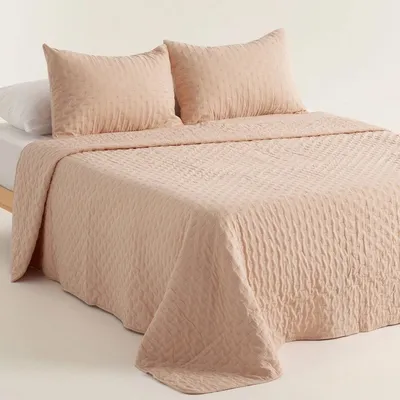 Produktbild von GAMUSI Bettdecken-Set, gesteppt, 235x270 cm + 2 Kopfbezüge – Superweiche, leichte Polyester-Bettdecke – Taubengrau – Bettbezug mit -