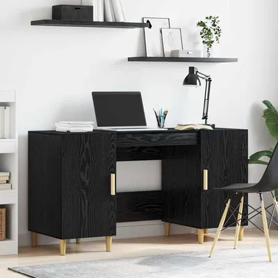 Produktbild von Rechteckiger Schreibtisch aus Holzwerkstoff mit Regalen für Homeoffice und Arbeitszimmer im industriellen Stil