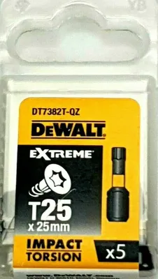 Produktbild von DeWalt DT 7382 T Torsion Extreme Impact Bit Schrauber schlagf. T25 25 mm 5 Stück