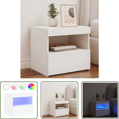 Immagine prodotto di The Living Store Comodino con luci LED bianco 50x40x45 cm