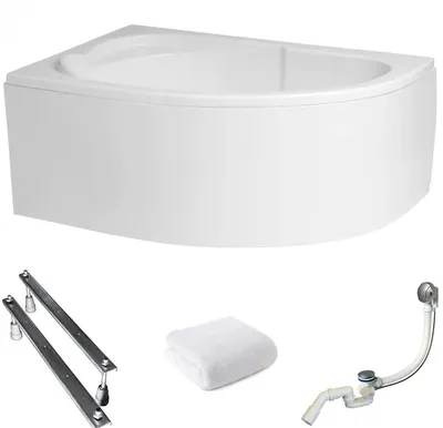 Produktbild von Aqua For You | Polimat Badewanne - 130x85 Cm - Antibakterielle Beschichtung - Asymmetrische Form - Weiße Verkleidung - Acryl - Eckbadewanne