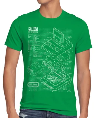 Produktbild von style3 SNES Blaupause Herren T-Shirt 16-Bit Videospiel