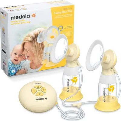 Produktbild von Medela Swing Maxi Flex elektrische Doppel-Milchpumpe – Mehr Milch in kürzerer Zeit – Mit PersonalFit Flex Brusthaube und Medela 2-Phasen Expression-Technologie, 1 Stück (1er Pack)