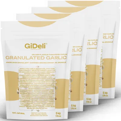Image de Ail granulé 20 kg. Convient pour la viande, les légumes, le poisson. Aromatique, idéal pour le barbecue, produit naturel. GiDeli