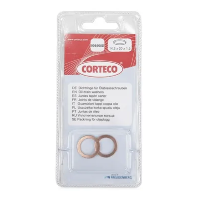 Produktbild von 2x CORTECO Dichtring Ölablaßschraube 005565S für VW Golf VII Schrägheck (5G1, BQ1, BE1, BE2) 1,5mm Kupfer 14mm 20mm Blisterpack