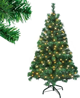 Productafbeelding van LZQ LED, 150 cm, kunstkerstboom, kerstboom, groen, PVC-naalden, decoratieve boom voor kerstdecoratie, inclusief lichtketting