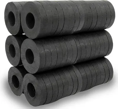Produktbild von Industriemagneten Ø 175 mm x 75 mm x 3 mm - 100 Stück - Ferromagneten - Magnetplatten mit Lochring - für Werkstatt und Basteln.