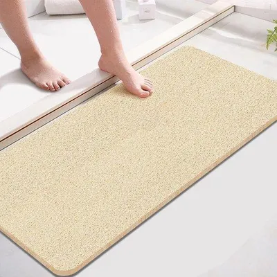 Image de Tapis de douche antidérapant, souple, en PVC, 40 x 100 cm, beige, pour baignoire