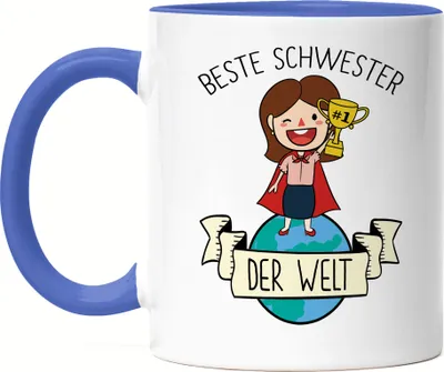 Produktbild von Beste Schwester Der Welt Tasse Blau Lieblingsschwester Geschenkidee Geburtstag Bruder Schwester