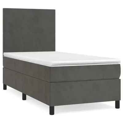 Image de vidaXL Lit boxspring avec matelas gris foncé 90x190 cm velours