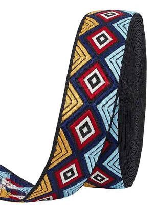 Jacquard-Band, geborduurt, 11 m, 4 cm, Blau, Polyester