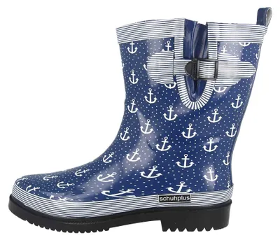 Produktbild von schuhplus Gummistiefel in Übergrößen Blau Marleen-Blau-Weiß große Damenschuhe