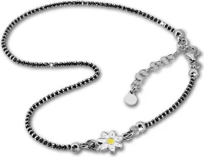Produktbild von SilberDream Damen-Fußkette 27cm 925 Silber geschwärzt weiß gelb Blume SDF2224K