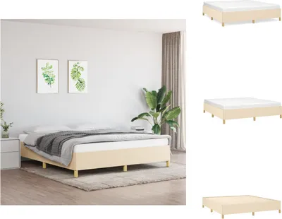Produktbild von vidaXL Boxspringbett Creme 160x200 cm Stoff -  Betten & Bettgestelle