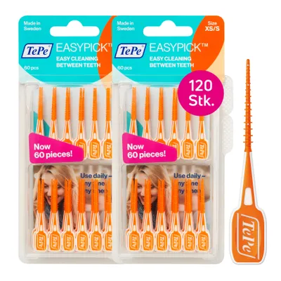 Produktbild von 120 St. TePe EasyPick im Doppelpack, XS/S, 2 x 60 Stück, Interdental Zahnstocher