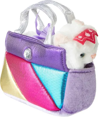 Produktbild von Aurora, 26266, Fancy Pal, Katze mit Regenbogentasche, 20cm, Plüschtier, Mehrfarbig