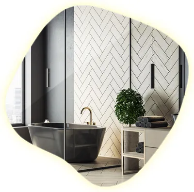 Produktbild von LED Spiegel unregelmäßig 77,3 x 76,6 cm – Badezimmerspiegel mit LED Beleuchtung, moderner Wandspiegel neutralweiß 4000K, s Badaccessoire, energiesparend, eleganter Look