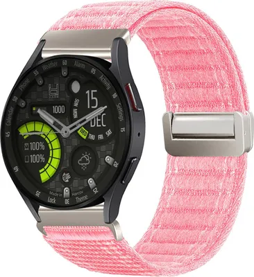 Produktbild von Smartwatch Armband für Samsung Galaxy Watch6 40mm Nylon Textil Band Ersatzband Wechselband Magnetverschluss flexibel atmungsaktiv Rosa