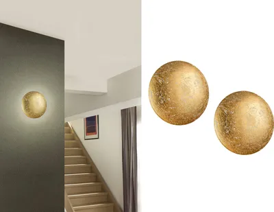 Produktbild von Design LED Wandleuchte 2er Set rund Ø 22cm Goldfarben 8Watt - Wohnraumleuchten
