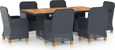 Image de Ensemble à manger d'extérieur 7pcs et coussins résine tressée