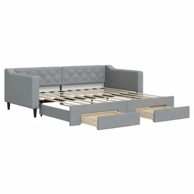 Obrázek produktu pro vidaXL Rozkládací postel se zásuvkami světle šedá 90x190 cm látka