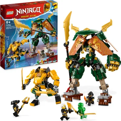 Produktbild von LEGO 71794 NINJAGO Lloyds und Arins Ninja Training-Mechs Set mit 2 kombinierbaren Action-Figuren und 5 Minifiguren, Ninja-Kampfspielset, Geschenk für Kinder