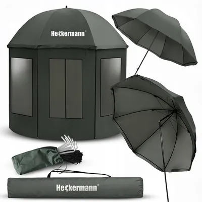 Obrázek produktu pro Heckermann TY-54E, stan s baldachýnem, rozměry 220 x 190 cm, tmavě zelený – voděodolný (3000 mm), s uzavřenou zadní stranou, snadná a rychlá montáž (za sekundy)