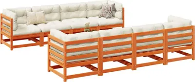 Produktbild von vidaXL 9-tlg. Garten-Sofagarnitur mit Kissen Wachsbraun Kiefernholz