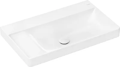 Produktbild von hansgrohe Xelu Q Waschtisch mit Ablage links, ohne Hahnloch, ohne Überlauf, mit Ablaufgarnitur, 800x480mm, Weiß, 61032450