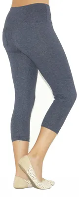 Produktbild von Capri 3/4 Damen Leggings  Baumwolle Hose hoher Bund  Taschen jeans S-34
