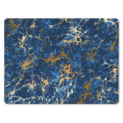 Produktbild von MuchoWow® Mauspad Mousepad Marmor - Textur - Gold - Blau 23x19 cm - Mousepads - Maus Mat - Pad - Mausunterlage - Schreibtischunterlage - Mauspad