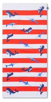 Produktbild von Swim Essentials Strandtuch Baumwolle – Rot/Weiß – Ocean Stripes – 135 x 65 cm