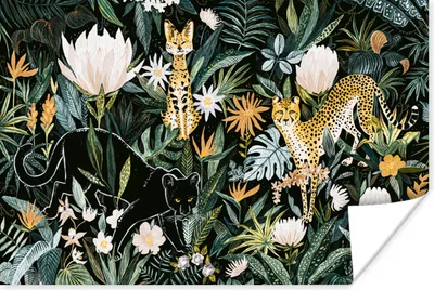 Produktbild von MuchoWow® Poster Dschungel - Tiere - Pflanzen 90x60 cm - Schlafzimmer