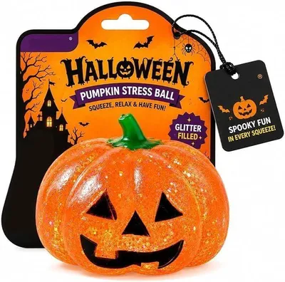 Produktbild von Stressbälle in Form von Kürbissen, Geistern und gedämpften Brötchen im Halloween-Design aus weichem Gummi, die helfen, Ängste abzubauen