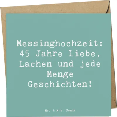 Produktbild von Mr. & Mrs. Panda Glückwunschkarte Spruch 45. Hochzeitstag Messinghochzeit - Meeresbrise - Geschenk, Meilenstein in der Ehe, Heiraten, Liebe feiern, Klappkarte, Jubiläum