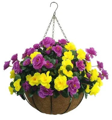 Produktbild von Kunstblumen-Azalee als Hängeampel für Innen- und Außenbereich