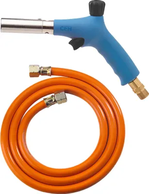 Produktbild von CFH Profi Man PZ 2000 - Leistungsstarkes Handlötgerät mit Piezozündung, Lötbrenner, Gas Lötkolben inkl. 1,5 m Gasschlauch 3/8" und drehbarem Sicherheitsanschluss 3/8"