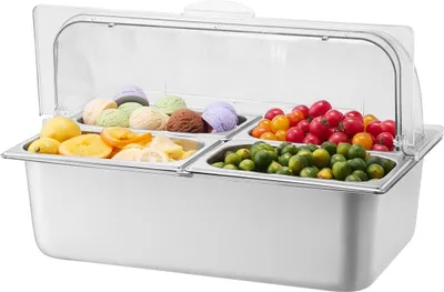 Productafbeelding van Presentatiebak voor voedsel, geschikt voor op het aanrecht, met 4 compartimenten en een tray voor sauzen en andere toevoegingen