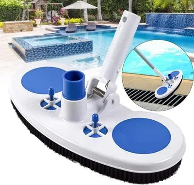 Produktbild von Poolreinigungsbürste, 33 cm (13 Zoll) beschwerter Pool-Saugkopf mit Nylonborsten, abnehmbarer Gartenaufsatz, Blau