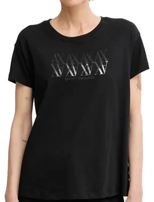 Produktbild von Armani Exchange Damen T-Shirt Slim Fit Logo Black : L Größe: L