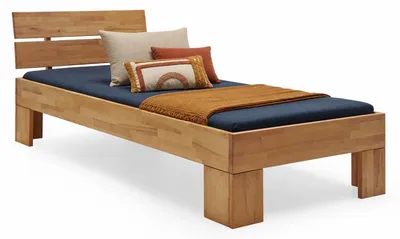 Produktbild von Einzelbett Kernbuche massiv geölt Holzbett Bett 90x200 #4434